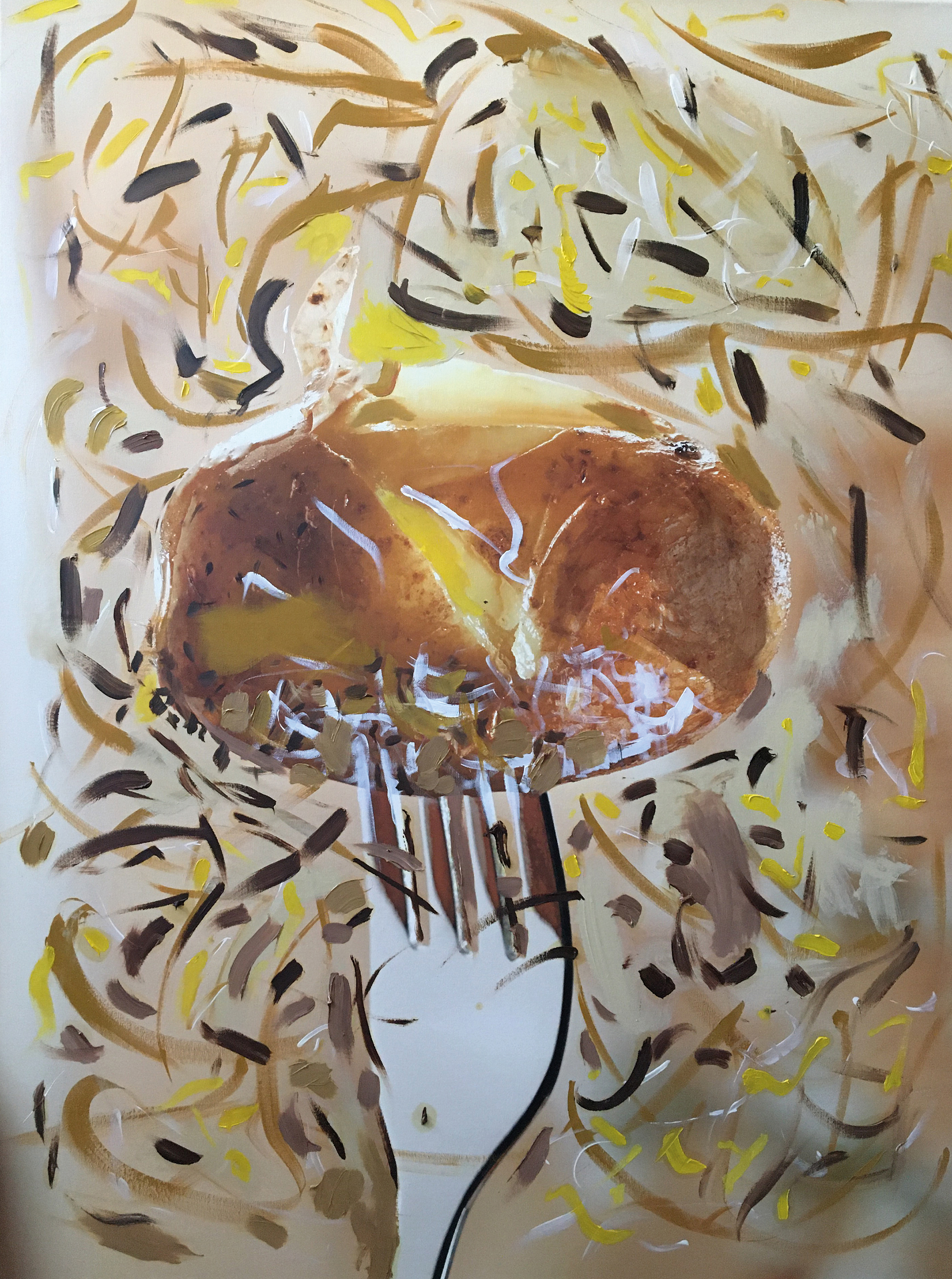 Der Geschmack von Farben, übermalte Lebensmittel Fotos, Acryl, Öl auf Leinwand